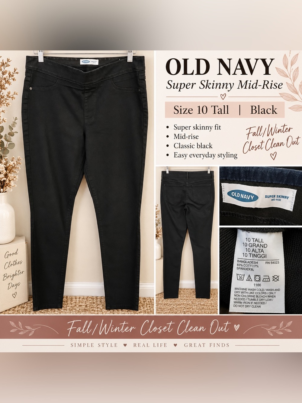 Old Navy Black Women's Super Skinny Mid-Rise Jeans